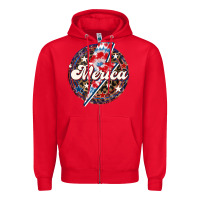 Red Western Merica Patriotic Zipper Hoodie - LillyAllenDesigns