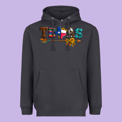 Texas With Arrow And Sunflowers Heavyweight Hoodie Designed By Artiststas