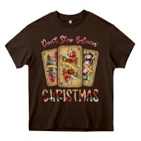 Chocolate Brown dont stop believin christmas Heavy Core Tee - SublimationCraftShop