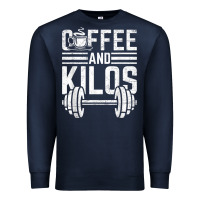 Navy Coffee And Kilos Weightlifting Gift Premium Sweatshirt - ArtChic