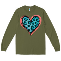 Army Green Blue Leopard Heart Long Sleeve Tee - Jasminsmagicworld