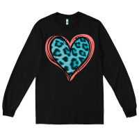 Black Blue Leopard Heart Long Sleeve Tee - Jasminsmagicworld