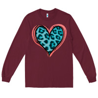 Burgundy Blue Leopard Heart Long Sleeve Tee - Jasminsmagicworld