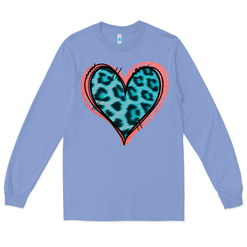 Blue Leopard Heart Long Sleeve Tee by Jasminsmagicworld | Teevron