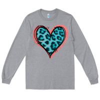 Heather Grey Blue Leopard Heart Long Sleeve Tee - Jasminsmagicworld