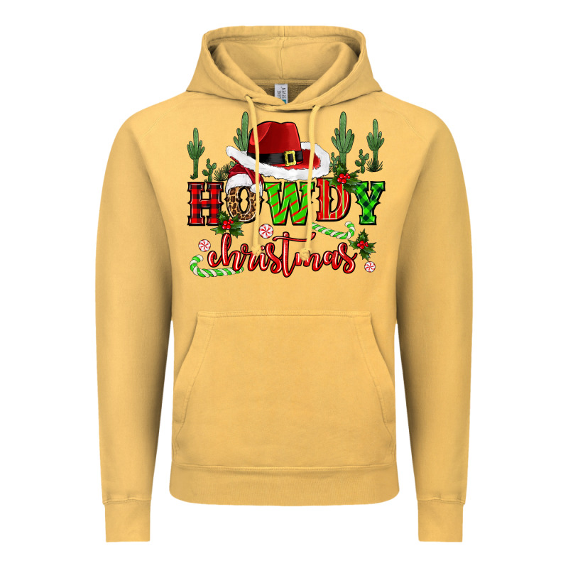 Howdy Christmas Cowboy Hat Vintage Hoodie by CowGirlArtShop | Teevron