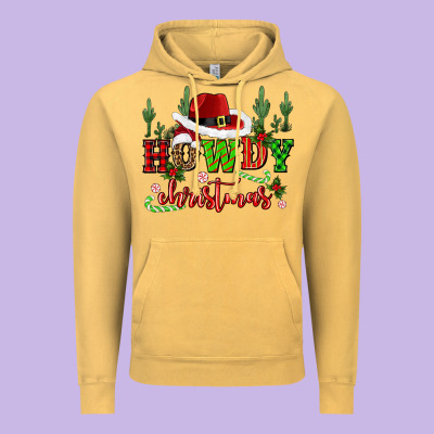 Howdy Christmas Cowboy Hat Vintage Hoodie Designed By Cowgirlartshop