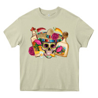 Mossy mexican skull sombrero tequila bottle paper roses Heavy Core Tee - Artiststas