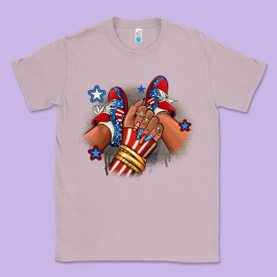 America Afro Girl Sneakers Classic Tee Designed By Ranaportraitstore