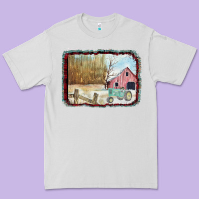 Christmas Barn Tractor Snow Premium Tee Designed By Bettercallsaul