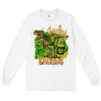 White St. Patrick's day lucky Saurus Long Sleeve Tee - HowdyJamesFarm