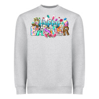 Heather Grey Happy Easter Bunny Heavyweight Sweatshirt - CowhideDigitalArt