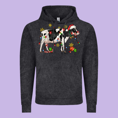 Christmas Holstein Cow Vintage Hoodie Designed By Cowgirlartshop