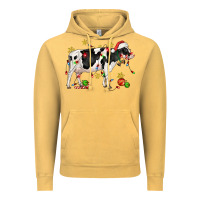 Vintage Mustard christmas holstein cow Vintage Hoodie - CowGirlArtShop