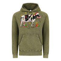 Vintage Olive christmas holstein cow Vintage Hoodie - CowGirlArtShop