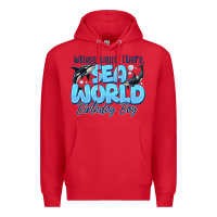 Red Whale Hello There Sea World Birthday Boy Premium Hoodie - CowhideDigitalArt