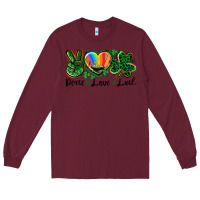 Burgundy Peace love St. Patrick's Day Long Sleeve Tee - CowGirlArtShop