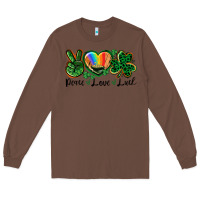 Chestnut Peace love St. Patrick's Day Long Sleeve Tee - CowGirlArtShop
