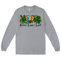 Heather Grey Peace love St. Patrick's Day Long Sleeve Tee - CowGirlArtShop