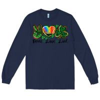 Navy Peace love St. Patrick's Day Long Sleeve Tee - CowGirlArtShop