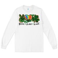 White Peace love St. Patrick's Day Long Sleeve Tee - CowGirlArtShop
