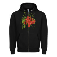 Black Red Orchid Cactus Zipper Hoodie - LillyAllenDesigns