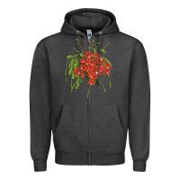 Charcoal Heather Red Orchid Cactus Zipper Hoodie - LillyAllenDesigns