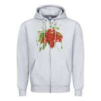 Heather Grey Red Orchid Cactus Zipper Hoodie - LillyAllenDesigns