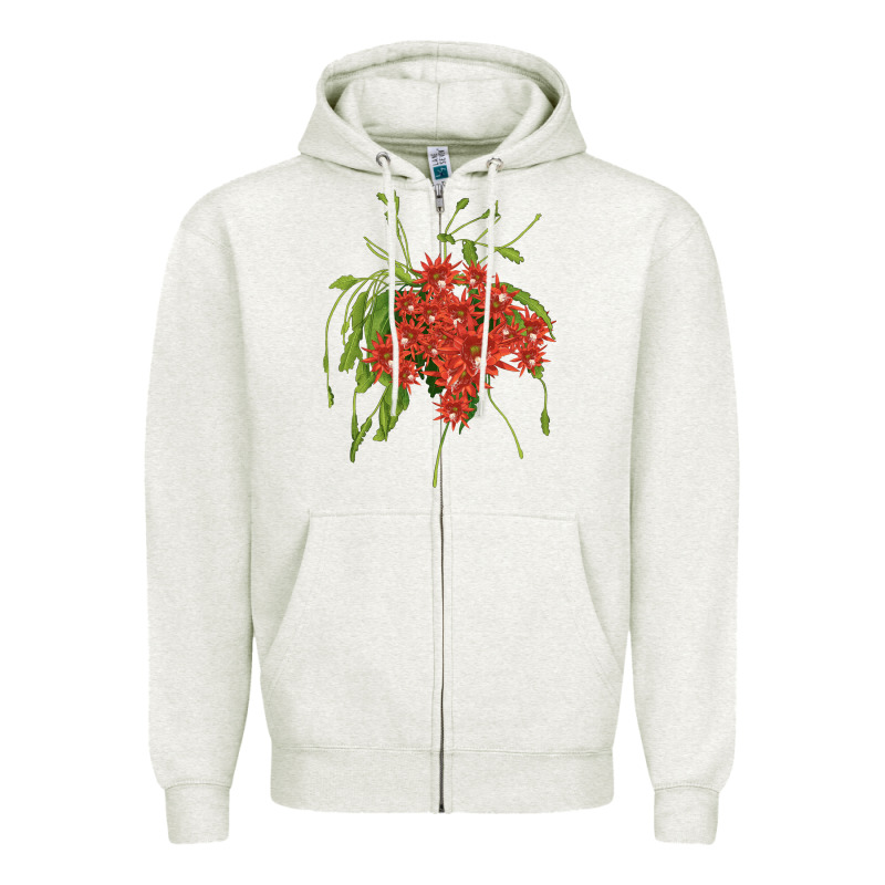Red Orchid Cactus Zipper Hoodie by LillyAllenDesigns | Teevron