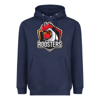 Navy rooster art Heavyweight Hoodie - ArtChic
