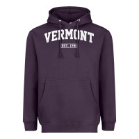 Plum vermont vintage state athletic style pullover hoodie Heavyweight Hoodie - ArtChic