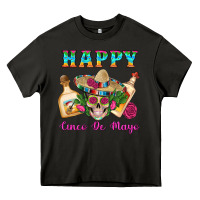 Asphalt Happy Cinco De Mayo Mexican Skull Tequila Bottle Roses Cactus Heavy Core Tee - Artiststas
