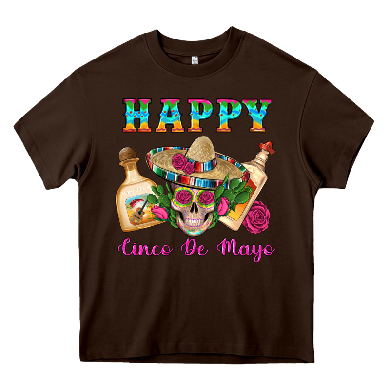 Happy Cinco De Mayo Mexican Skull Tequila Bottle Roses Cactus Heavy Core Tee by Artiststas | Teevron