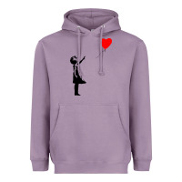 Lavender banksy girl with balloon Heavyweight Hoodie - ArtChic