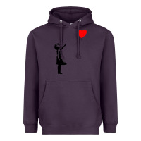 Plum banksy girl with balloon Heavyweight Hoodie - ArtChic