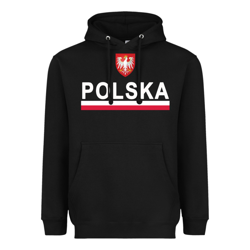 Sporty Polska Flag And Emblem Polish Coat Of Arms Pullover Hoodie Heavyweight Hoodie by ArtChic | Teevron