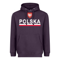 Plum Sporty Polska Flag And Emblem Polish Coat Of Arms Pullover Hoodie Heavyweight Hoodie - ArtChic