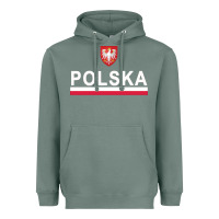 Sage Sporty Polska Flag And Emblem Polish Coat Of Arms Pullover Hoodie Heavyweight Hoodie - ArtChic
