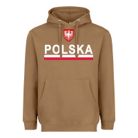 Toasted Coconut Sporty Polska Flag And Emblem Polish Coat Of Arms Pullover Hoodie Heavyweight Hoodie - ArtChic