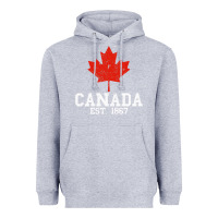 Heather Grey vintage canada est.1867 maple leaf canadian flag r Heavyweight Hoodie - ArtChic