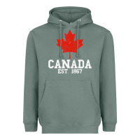 Vintage Canada Est.1867 Maple Leaf Canadian Flag R Heavyweight Hoodie | Teevron