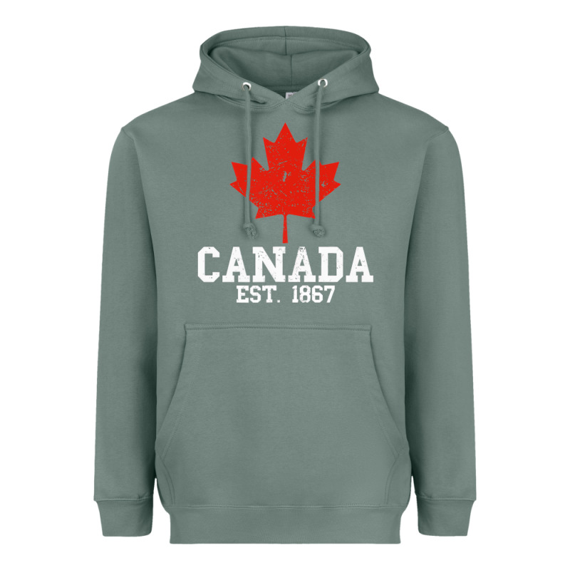 Vintage Canada Est.1867 Maple Leaf Canadian Flag R Heavyweight Hoodie by ArtChic | Teevron