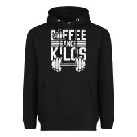 Black Coffee And Kilos Weightlifting Gift Heavyweight Hoodie - ArtChic
