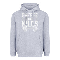 Heather Grey Coffee And Kilos Weightlifting Gift Heavyweight Hoodie - ArtChic