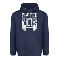 Navy Coffee And Kilos Weightlifting Gift Heavyweight Hoodie - ArtChic
