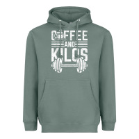 Sage Coffee And Kilos Weightlifting Gift Heavyweight Hoodie - ArtChic