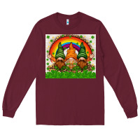 Burgundy St. Patrick's Day gnomies tumbler Long Sleeve Tee - HowdyJamesFarm