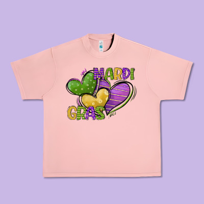 Mardi Gras Heart Urban Heavy Tee Designed By Cowgirlartshop