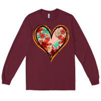Burgundy floral orange glitter heart Long Sleeve Tee - Jasminsmagicworld