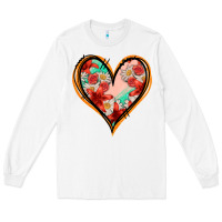 White floral orange glitter heart Long Sleeve Tee - Jasminsmagicworld